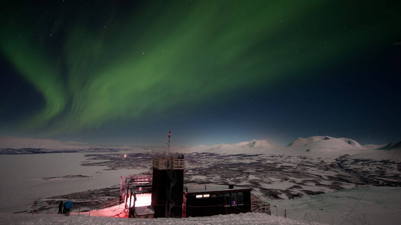 Polarlicht Beobachtungsstation in Schwedisch-Lappland.